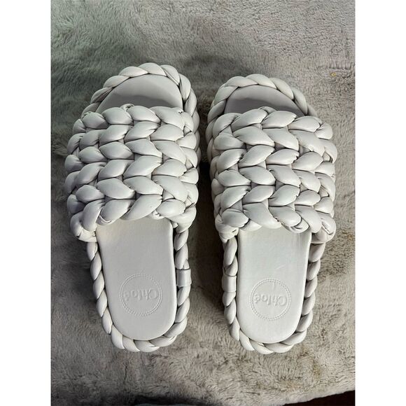 Chloé Women's Ivory Leather Slide Sandals Braided Design Casual Summer s… - Picture 13 of 13